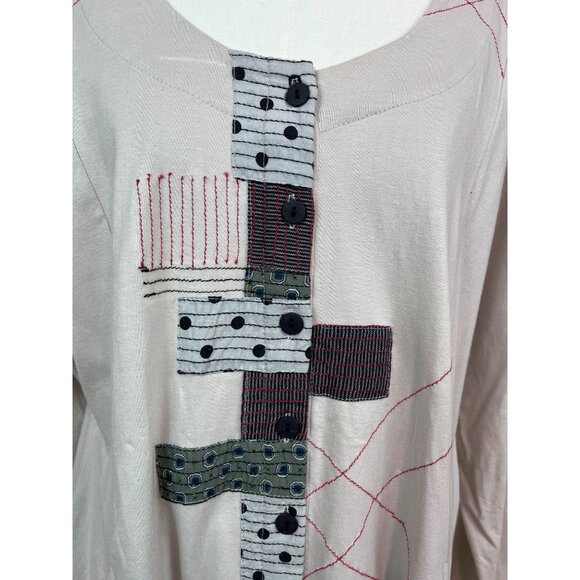 Tulip Womens Beige & Black Buttoned Cotton Long Sleeve Dress Sz L - New - Picture 4 of 8